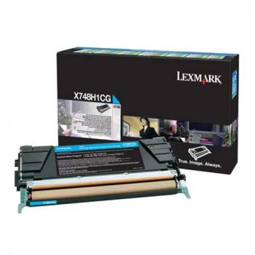 Lexmark X748 Cartucho de toner cian Alto Rendimiento Retornable , Lexmark , LEXX748H1CG , 7,34646E+11